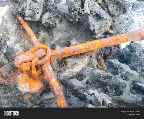 Stuck Stone Old Anchor Image And Photo Free Trial Bigstock
