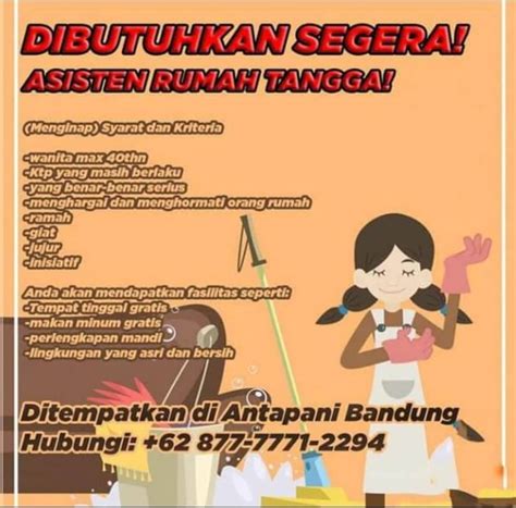 Lowongan Kerja Asisten Rumah Tangga Art Prt Bandung