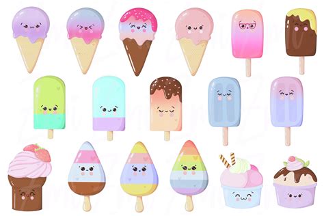 Popsicle Clipart Commercial Use Kawaii Popsicles Cliparts Etsy