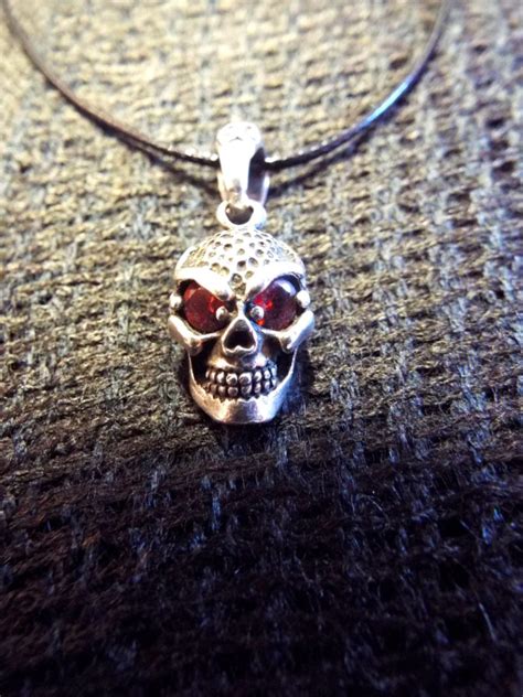 Sterling Silver Skull Ruby Pendant