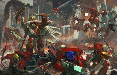 Hd Wallpaper Chaos Space Marines Battle Demons Warhammer 40 000