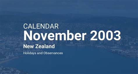 November 2003 Calendar New Zealand
