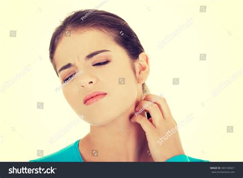 Portrait Woman Scratching Her Neck Stock Photo 343148321 Shutterstock