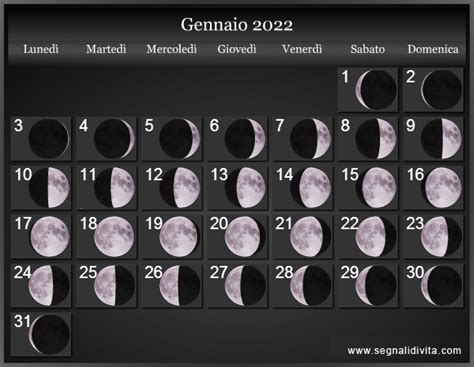 Calendario Lunare 2022 Fasi Lunari