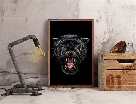 Wall Art Of Black Panther Head Digital Painting Printable Etsy Canada