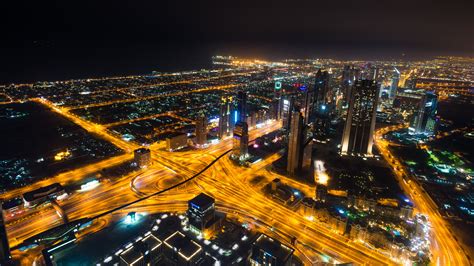 Wall Street Wallpaper Dubai Night Photograph Of Air Orange Light In The