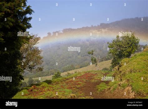 Rainbow After A Downpour On The Hillside Of Costa Ricas Central Valley