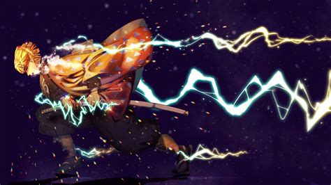 Demon Slayer Zenitsu Agatsuma With Sword And Lightning