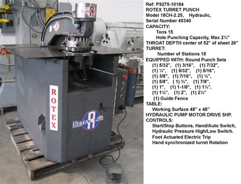 15 Tons Rotex 18 Station Hydraulic Powered Turret Punching Machine