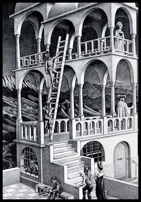 Mc Escher Print Escher Art Belvedere Circa Vintage Print Book