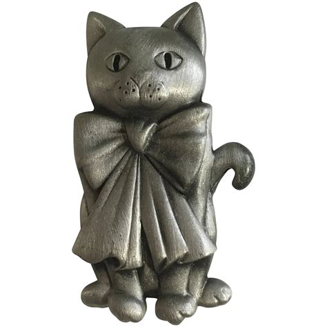 Adorable Pewter Cat Pin Made By Ajc Jewelry He Looks Great And