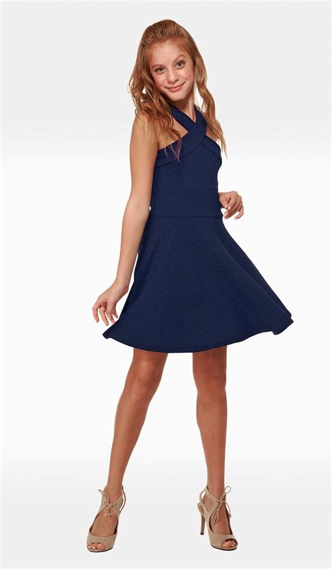 The Sally Miller Tracie Dress Navy Diamond Textured Knit Fit And Flare Dress With Thick Straps