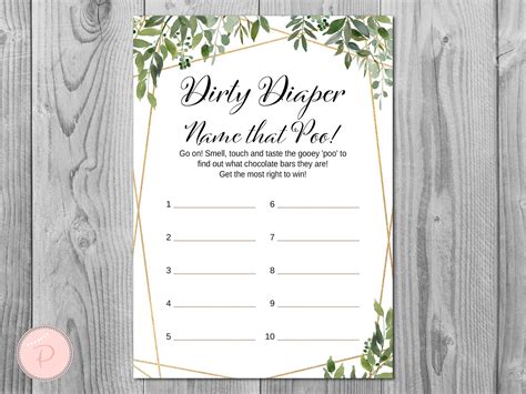 Printable Dirty Diaper Baby Shower Game X Digital File That My Xxx