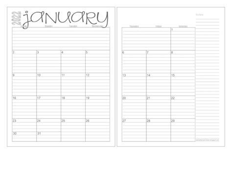 2022 Monthly 2 Page Lined Calendars 85x11 Jan Dec Etsy Printable Monthly Calendar 2022 Free