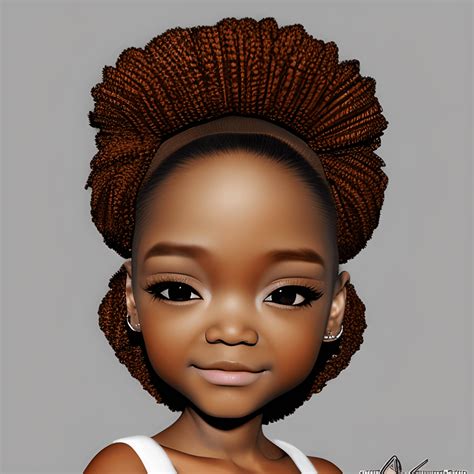 3d African American Girl Kawaii Chibi · Creative Fabrica