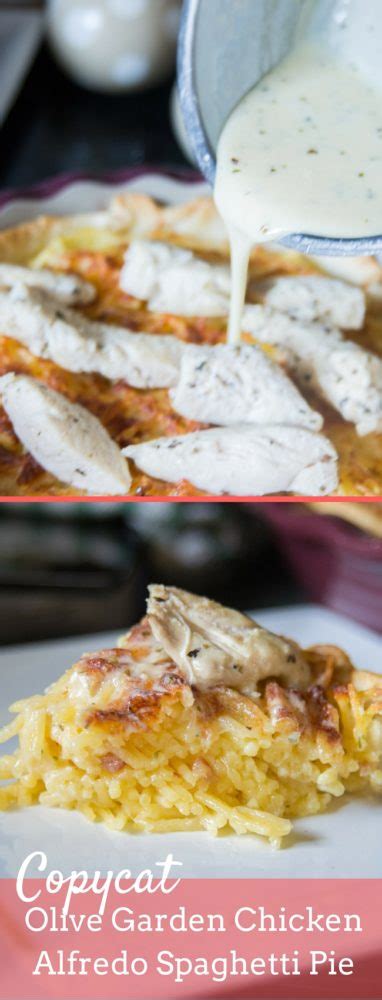 Because so many olive garden specialities are addictive and make you crave them again and again, there are a ton of copycat recipes all over the web. Copycat Olive Garden Chicken Alfredo Spaghetti Pie