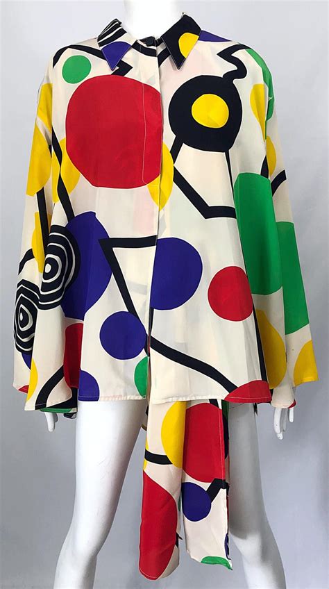 Avant Garde 1980s Parisian French Made Two Piece Silk Vintage 80s