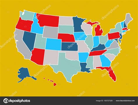 Kaart Van De Verenigde Staten Van Amerika Met Deelstaten