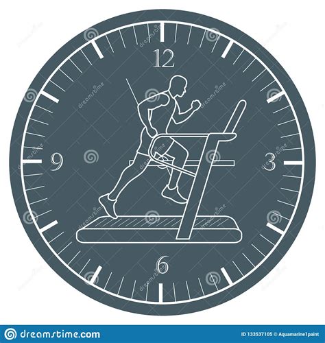 Man Jogging On A Treadmill And Clock Stock Vector Illustration Of