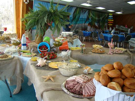 Food Table Beach Themed Party Beach Party Luau Beach Themes Jessie