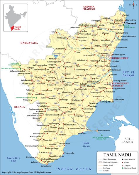Tamil Nadu Map Tamil Nadu State Map