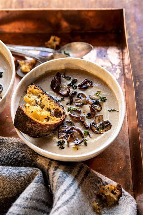 Cream Of Mushroom Soup With Garlic Herb Breadcrumbs Half Baked Harvest