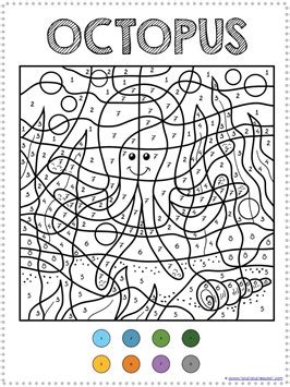 Color By Number Ocean Animals Coloring Pages - 1+1+1=1