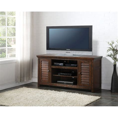 Wooden Tv Stand With Drawers Dark Oak Brown