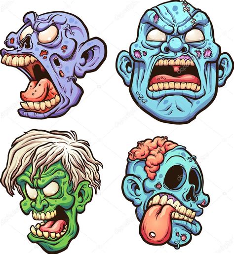 Cartoon Zombie Heads — Stock Vector © Memoangeles 169349346