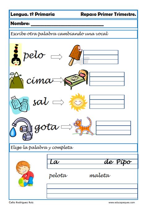 Selección de recursos para que los alumnos de primaria aprendan a dividir y repasen sus conocimientos trabajando las divisiones ⭐. Fichas de lengua para Primero de Primaria (Lectoescritura ...