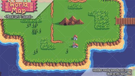The pack is free but you can purchase the supporter edition. World Map - Pixel Art Tileset | GameDev Market