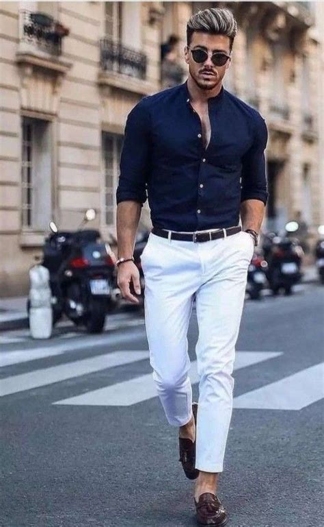 White Jeans Mens Outfits Ideas With Dark Blue And Navy Cardigan