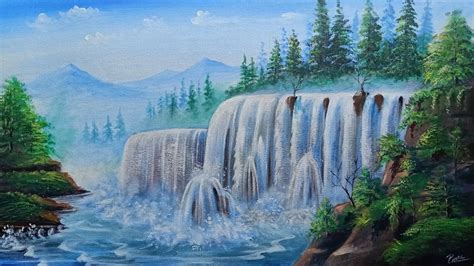 Waterfall Painting Acrylic Time Lapse Easy Drawings Dibujos
