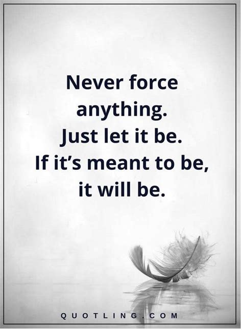 Life Lessons Never Force Anything Just Let It Be If Its Meant To Be