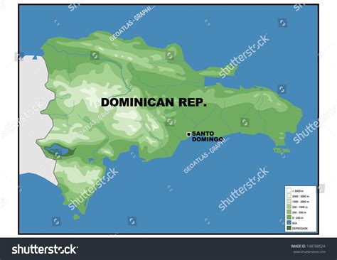 Physical Map Dominican Republic Stock Illustration 148788524