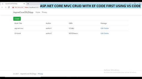 Asp Net Core Mvc Crud Operations With Ef Code First In Visual Studio Code Part Youtube