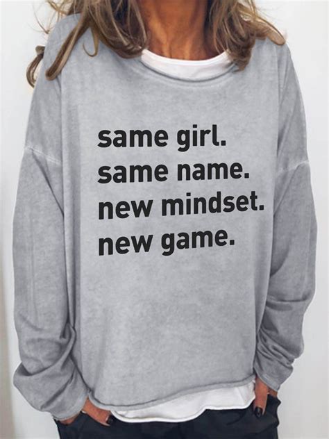 women same girl same name new mindset new game long sleeve top in 2022 long sleeve sweatshirts