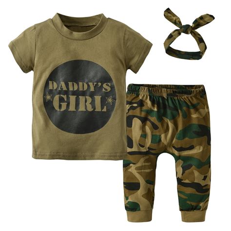 3pcs Summer Newborn Toddler Army Green Baby Boys Girls Clothes Letter T