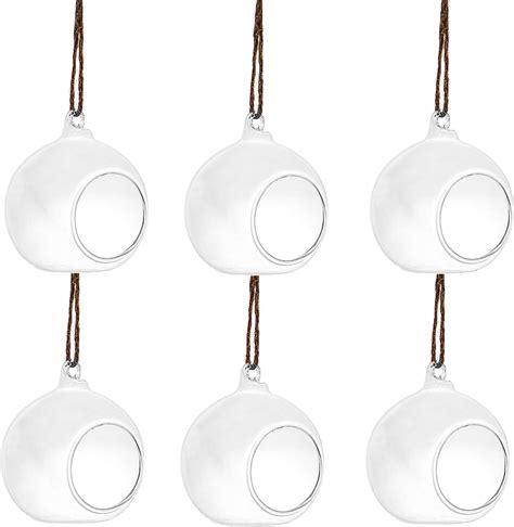 Maison And White Hanging Tealight Candle Holders Set Of 6 Clear Glass Baubles Indoor