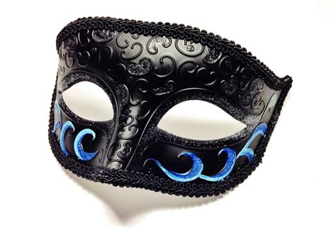 Masquerade Mask For Men Black And Blue Mardi Gras Masks For Etsy Mens Masquerade Mask