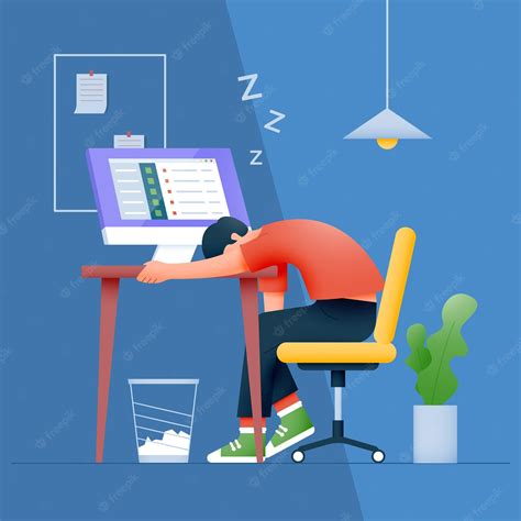 Premium Vector Office Worker Falls Asleep At The Workplace Tired