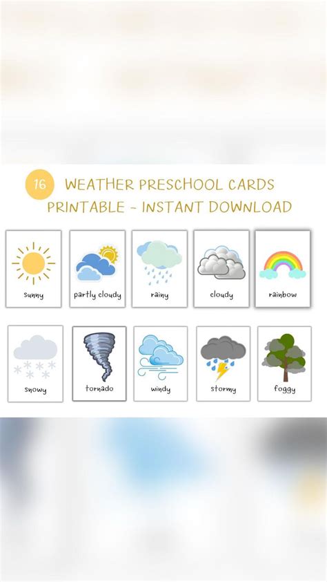 Weather Flash Cards Preschool Montessori Printables For Toddlers In