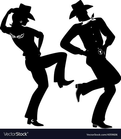Silhouette Of A Cowboy And Cowgirl Dancing Country Western No White