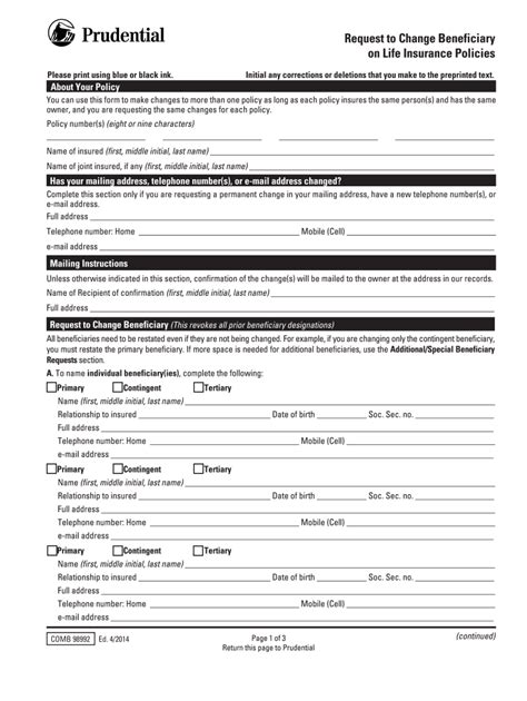 Life Insurance Beneficiary Form Template