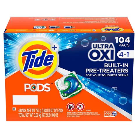 Tide Pods Ultra Oxi Liquid Detergent Pacs 104 Loads