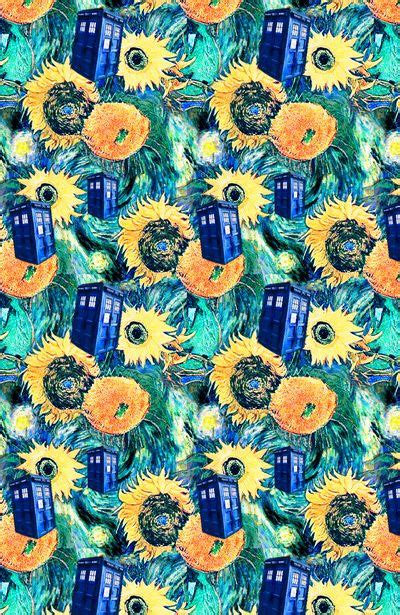 Starry Night Sunflowers Tardis Art Print Starry