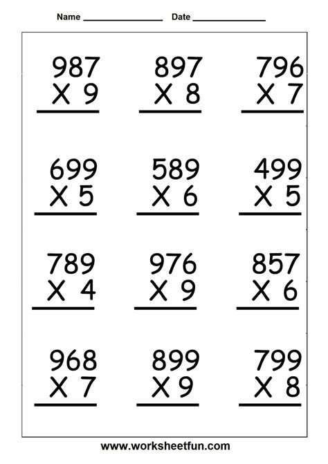 Multiplication Worksheets For 5th Grade Worksheetfun Free Printable