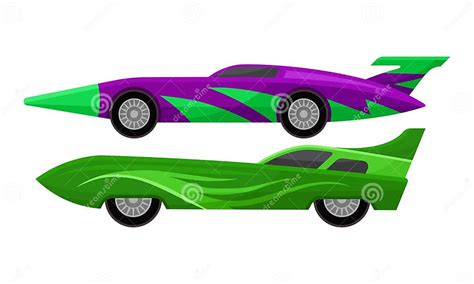 Customized Racing Sport Cars Side View Vector Set Stock Vector