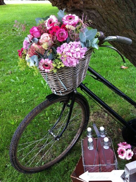 Pretty Flowers In A Basket On A Bike Bike Planter Beautiful Bicycle