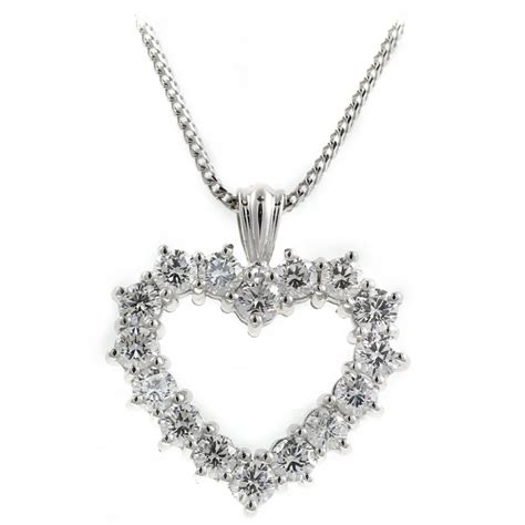 18ct White Gold 040ct Open Heart Shaped Diamond Pendant Jewellery